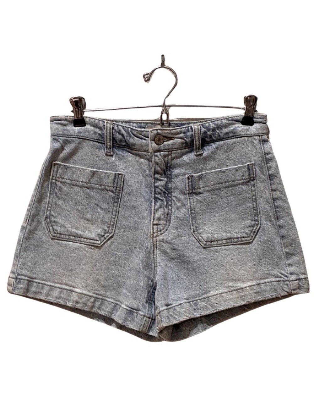 KanCan Light Wash High Rise Patch Pocket Vintage Y2K Vibe Denim Shorts Cuffed M